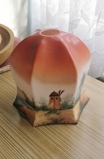 VINTAGE DUTCH ART DECO HAND PAINTED LANDSCAPE DECOR GLASS LAMPSHADE LIGHT SHADE