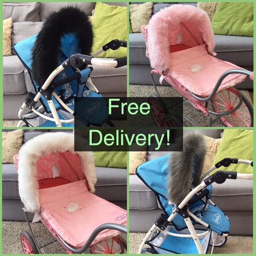 Dolls pram luxury faux fur - luxury,