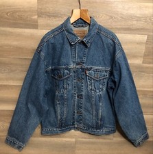 Vintage LEVIS 1980s 80s Retro ORANGE TAB Denim Trucker JACKET (Size M)