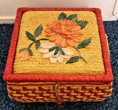 Vintage wicker sewing box - vintage,