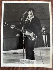 ORIGINAL 10" X 7.5" BLACK & WHITE PHOTOGRAPH OF PAUL McCARTNEY ON STAGE BEATLES