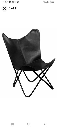 Black leather butterfly chair - black,