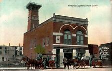 Horse Drawn Fire Equipment, Fire Hall, Windsor, Ontario, Canada circa 1905