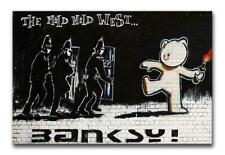 BANKSY CANVAS MILD WEST TEDDY BEAR ABSTRACT PICTURE WALL READY TO HANG 20x30 UK