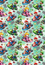 MARIO KART WORLD Birthday Gift Wrap - Super Mario Gaming Birthday Wrapping Paper
