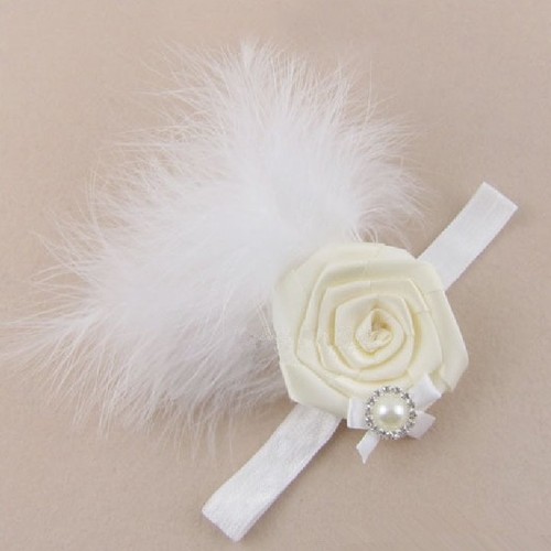Hairband flower rose feathers - hairband,