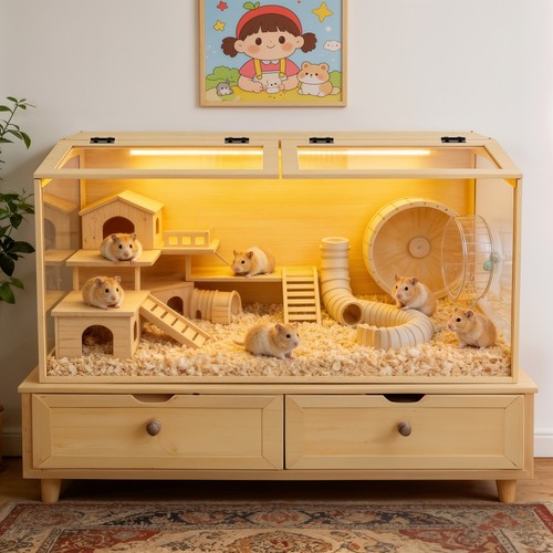 Large solid wooden hamster - large,