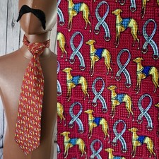 Windsor Vintage Greyhound Tie Red Silk 1990s Made in India GC66