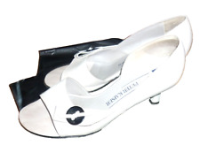 SANDALS SIZE 4.5  PETER KAISER GENEROUS SIZING WHITE PEEP TOW 2.5 INCH HEEL