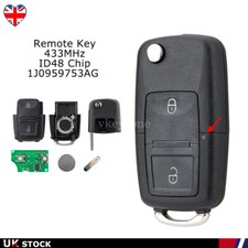 2 Button Flip Remote Key For VW Volkswagen Golf MK4 Bora T5 Remote Fob 433MHz
