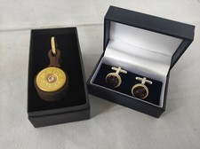 Mens Gift Set Of Shotgun Cartridge Key Ring & Silver plated Antler Cufflinks