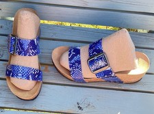 Bio Comfort Blue Snakeskin print Wedge Sliders  Women UK 4  EU 37