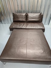 B&B Italia Brown Leather Two Seater Sofa & Large Footstool 