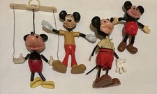 4 X VINTAGE 1950s/60s MICKEY MOUSE FIGURES & PUPPET WALT DISNEY PRODUCTIONS MARX