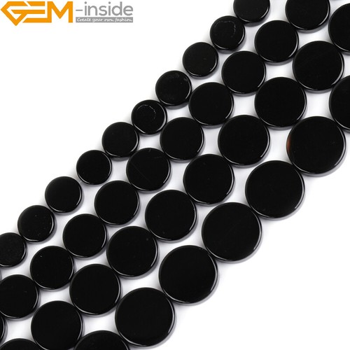Coin flatback black agate - coin,