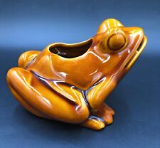 Pottery Brown Glazed Pottery Frog Cotton Wool Napkins Holder Dispenser Ornament