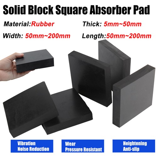 Black solid rubber block - rubber,