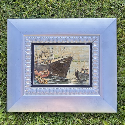 Original oil painting harbour - oil,