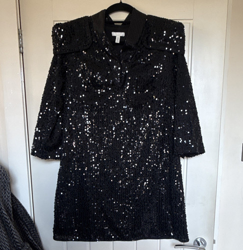 Black sequin shift - sequin, dress