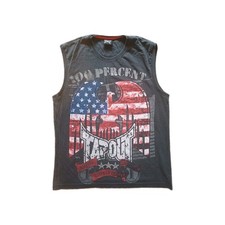 VTG Y2K TAPOUT Mens XL Vest Tank Top MMA BJJ  UFC Black American Eagle USA