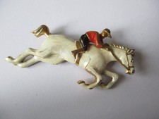 Horse & jockey brooch vintage circa Art Deco stamped Germany - 50 mm long