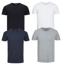 Jack & Jones T Shirt Crew Neck Short Sleeve  Slim Fit Black Blue Grey White