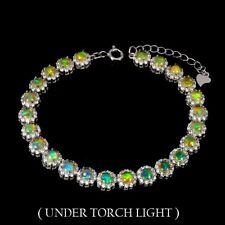 Silver Bracelet Opal Genuine Natural Mined Gems Solid Sterling 6 3/4 to 7 3/4 In