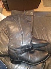 Real Lreather Black Knee High Boots