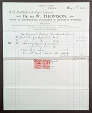 1933 W. THOMSON Plasterer & Concrete Worker Church Street Annan Invoice Receipt
