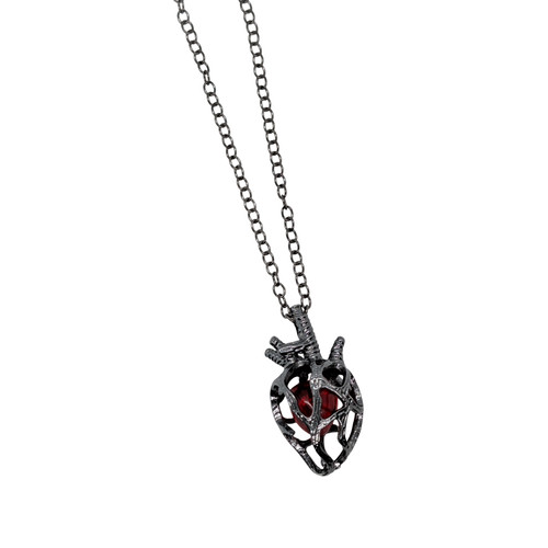 Gothic caged heart necklace - caged,