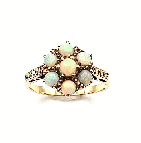 9ct gold opal cluster - opal,