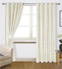 CRUSHED VELVET Curtains Pair of EYELET Ring Top Heavy Fully Lined Ready to Hang