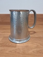 Civic Pewter Tankard Mug With Handle  13cm Tall x 11cm Wide Vintage Hammered 