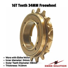 16T Freewheel Single Speed Ebike Teeth 34MM Flywheel Sprocket Bicycle Gear