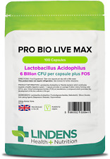 Lindens Pro Bio Live Max (Acidophilus + FOS) Probiotic - 100 Vegan Capsules