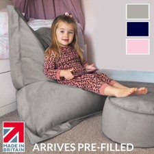 Kids Bean Bag Velvet Square Lounger Plush Lounger Floor Cushion + Footstool