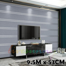 Stripe Wallpaper Modern Horizontal Vertical Embossed Wall Paper Living.Room 10m’