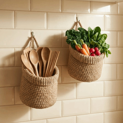 Hand woven storage basket wall - woven,