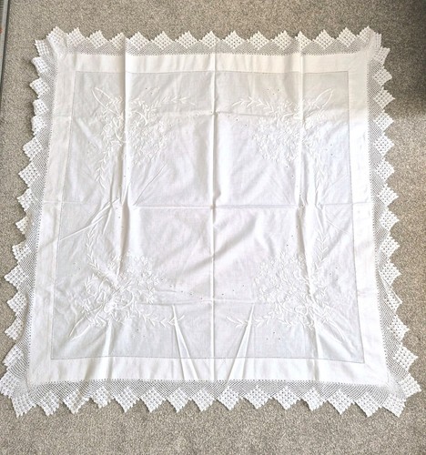 Vintage embroidered table - embroidered,