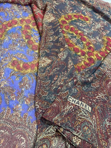 Chanel silk scarf 51in - silk, paisley