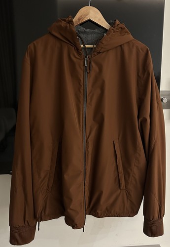 Brown reversible hooded zegna - brown,