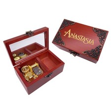 Anastasia Jewelry Music Box with Mirror Laser Engraved Wood Musical Box Wind ...