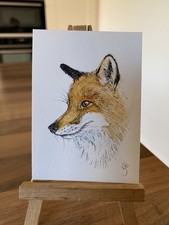 ORIGINAL (not A Print!) ACEO Miniature Painting: Fox By Lisa EVANS
