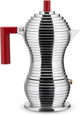 Alessi Pulcina Espresso coffee maker in cast aluminium. Handle and knob in PA, r