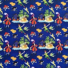 Peter Pan Captain Hook Pirate Cartoon Character Poly Cotton Fat Quarter