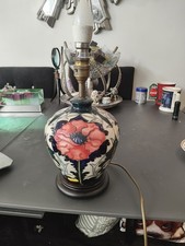 Moorcroft Pottery Table Lamp Light  Poppy Design by Emma Bossons