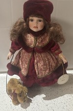 Vintage Porcelain Doll- The Leonardo Collection -  "OLIVIA" Walking Her Dog, 13"