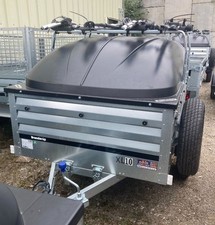 Used Brenderup 1205XL Camping trailer, lid, load bars & 4 Thule cycle carriers