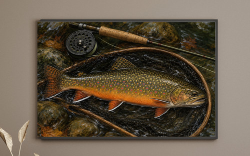 Brook trout fly fishing - brook, print