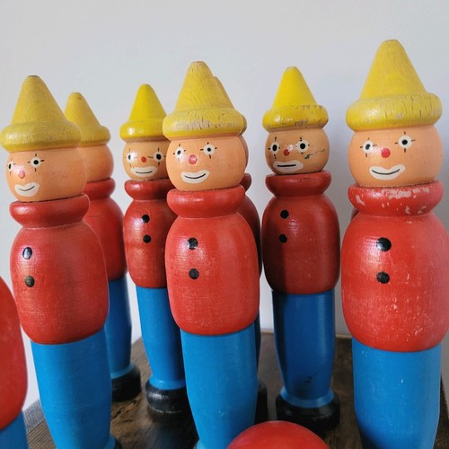 Vintage clown wooden skittle - clown,